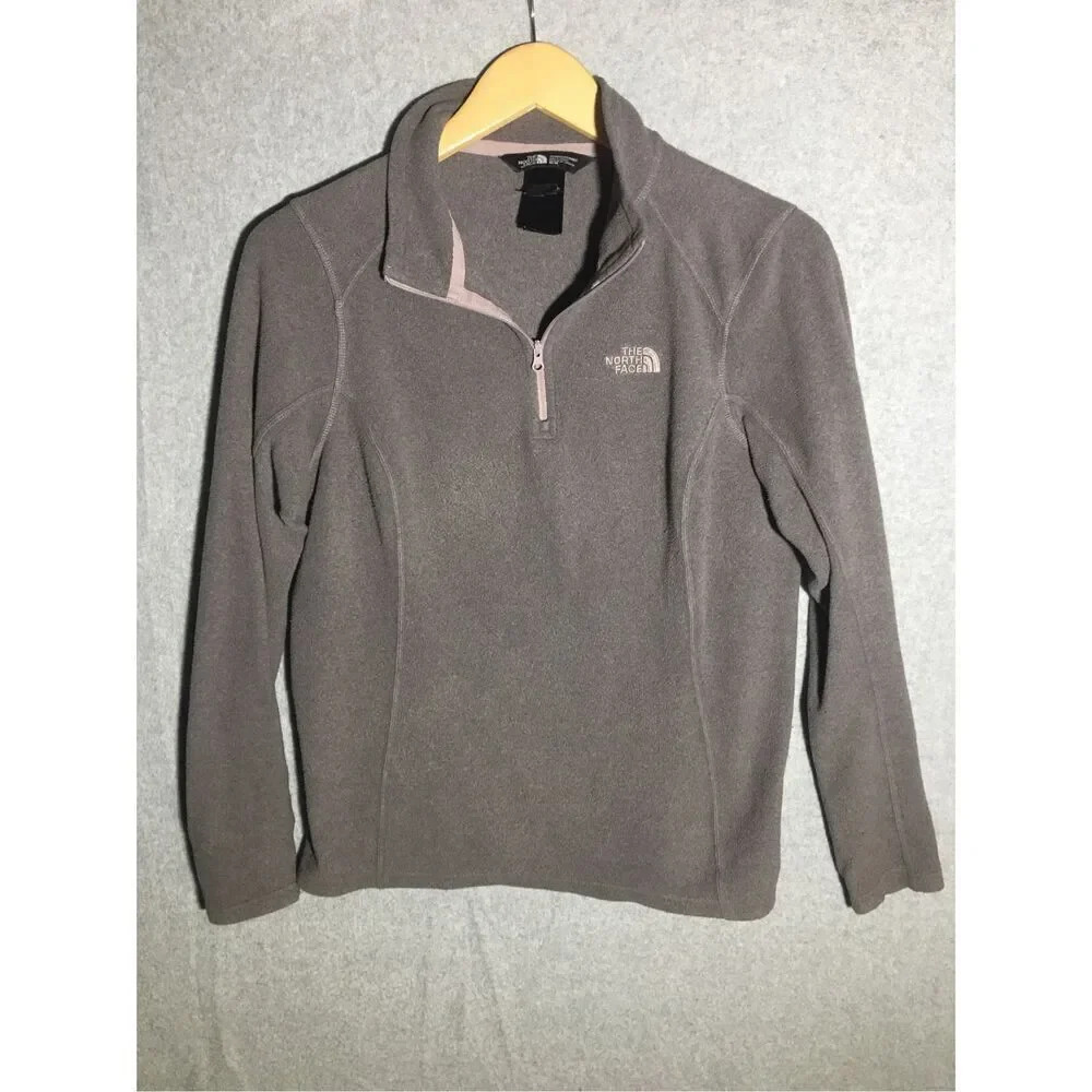 Womens The North Face Jacket Quarter Zip Plum Deep Purple Grey Thin Layering
